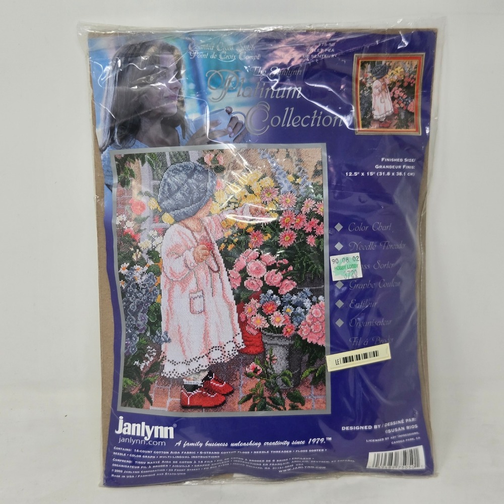 Janlynn Platinum Collection Sweet Pea Cross Stitch Kit 75-50 Susan Rios 12.5x15